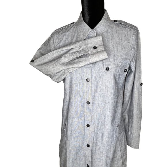Theory Chambray Deja Shipwreck Grey Shirt Dress Size 8 - Picture 8 of 15